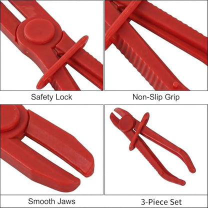 3 PCS Hose Pinch Off Pliers, Plastic Clamp Pliers Set for Automotive Flexible Hoses, Gas Lines Radiator Brake Coolant and Fuel Lines