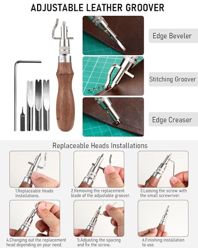 Nicpro 85PCS Leather Tooling Kit Leather Working Tools Kit with Custom Storage Bag, Adults Leather Making Craft Tools Beginner Kit for Stamping Sewing Carving Cutting Punching Leather Working - size: 85PCS