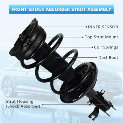 Front Complete Strut Shock Absorber & Coil Spring Assembly Compatible with Nissan Altima 2013–2018 | Replace OE# 172902, 172901 | Front Suspension Strut Assembly