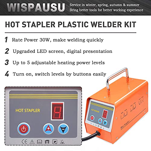 Plastic Welding Kit with 800PCS Staples/5-Levels Power/LED Display Light, 110V Car Bumper Hot Stapler Gun Plastic Welder Machine