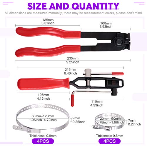Swpeet CV Joint Boot Clamp Pliers Kit - 10Pcs Ear Boot Tie Pliers, Car Band Tool Kit, Automotive Hose Axle Plier for Most Cars - size: 10Pcs CV Boot Clamp + Pliers Kit