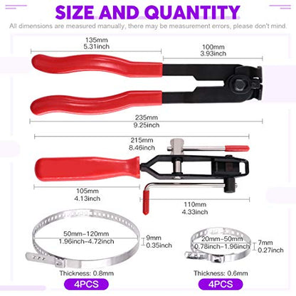 Swpeet CV Joint Boot Clamp Pliers Kit - 10Pcs Ear Boot Tie Pliers, Car Band Tool Kit, Automotive Hose Axle Plier for Most Cars - size: 10Pcs CV Boot Clamp + Pliers Kit