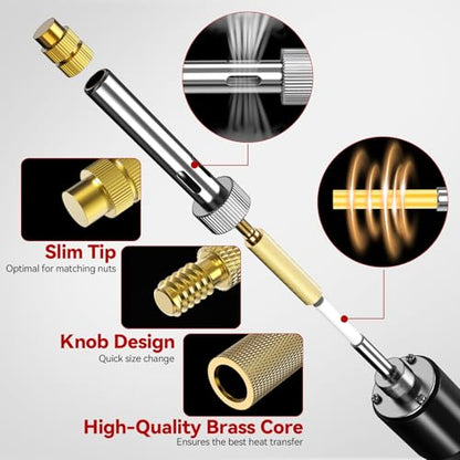 Threaded Inserts Set 60W Nut Inserts Tool Kit Digital Soldering Iron with Adjustable Temperature 392°F–932°F, M2 M3 M4 M5 M6 Heat Insert Tips with Suitcase for 3D Printing DIY Plastic Repair Tool