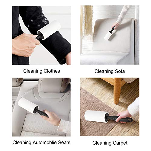 COMMEMA Lint Rollers for Pet Hair Extra Sticky, Pet Hair Remover Set Brush for Dog & Cat Hair Removal, Clothes, Furniture, 2 Handles with 4 Refills, 240 Total Sheets