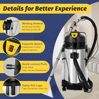 Commercial Carpet Cleaner 40L Multi-Purpose Carpet Extractor Upholstery 3 in 1 Portable Carpet Cleaner Wet Dry Vacuum Cleaner Floor Cleaning Machine - size: 40L Carpet Cleaner