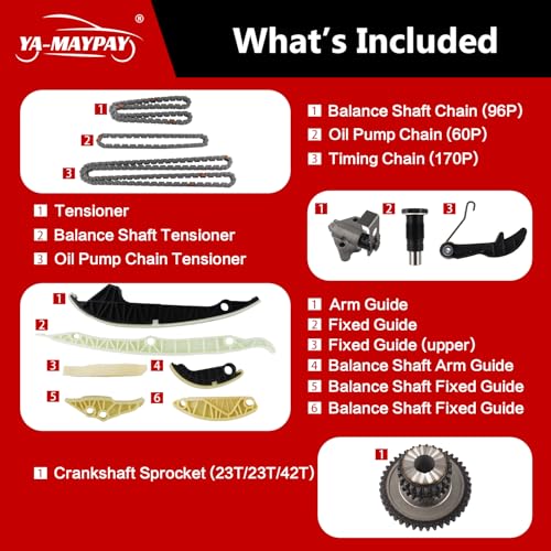Engine Timing Chain Kit with Tensioner Fit for EA888 3rd Generation Audi Q3 Q5L A6L Compatible with VW Talagon Phideon 2.0T Replaces# 06K109158AC 06K109158BK 06H105209AQ 06K109509D