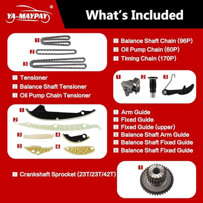 Engine Timing Chain Kit with Tensioner Fit for EA888 3rd Generation Audi Q3 Q5L A6L Compatible with VW Talagon Phideon 2.0T Replaces# 06K109158AC 06K109158BK 06H105209AQ 06K109509D
