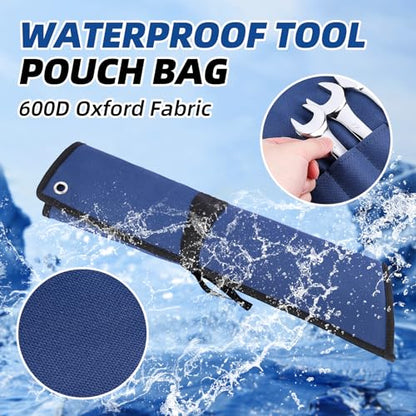 16 Pockets Tool Roll Wrench Roll Organizer, Rolled Tool Pouch Bag with Water Proof Oxford Cloth, Blue (Only Bag) - color: Blue