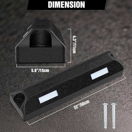 Nilight Rubber Parking Curbs 2 Pack - Heavy Duty 22 Inch Garage Wheel Stops Parking aid Block for Driveway & Parking Lot, Black - size: 22" Black