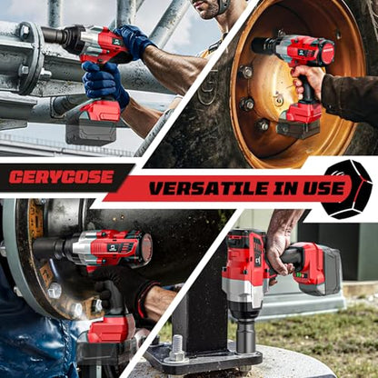 Cordless Impact Wrench 3/4 inch Compatible with Milwaukee Battery, Cerycose1850ft-lbs (2500N.m) Brushless Electric Impact Gun, High Torque Impact Driver, Heavy-Duty Automotive with 4 Sockets - size: 3/4inch, style: Compatible with Milwaukee& 4Sockets(No b