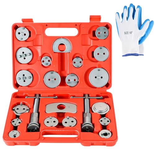 Universal Heavy-Duty Disc Brake Caliper Tool Kit | 24pcs Wind Back Tool Set for Brake Pad Replacement, Brake Caliper Compression Tool Fits most Vehicles (Red) - color: Red