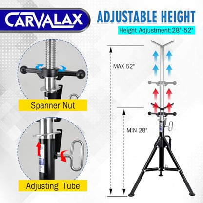 CARVALAX V-Head Pipe Jack Stands, Adjustable Pipe Stand for Welding | 28"-52" Adjustable Height, Fits 1/2" - 12" Pipe Capacity, 2500LB Load Capacity, w/Portable Folding Legs - color: Black