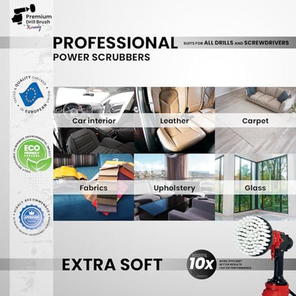 Premium Drill Brush Professional – Extra-Soft 4 in White | Scratch-Free Cleaning Brush for Carpet, Upholstery, Leather Seats, Glass, Furniture and Car Interior - color: White