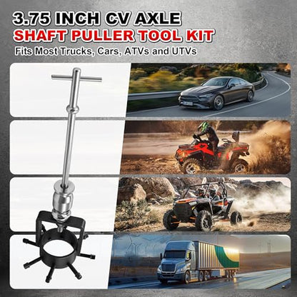 3.75" CV Axle Removal Tool Kit, Heavy-Duty CV Axle Puller with Slide Hammer, Reinforced Axle Shaft & CV Joint Puller for Cars, Trucks, ATV & UTV, Easy Driveshaft Removal