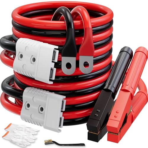 0 Gauge 30 FT Heavy Duty Jumper Cables for Car Battery, 1000Amp Quick Connect Booster Cables for Jump Starting Dead or Weak Batteries, Suitable for 8L Gas & 6L Diesel, Carrying Bag Included - size: 0 Gauge 30FT-QC
