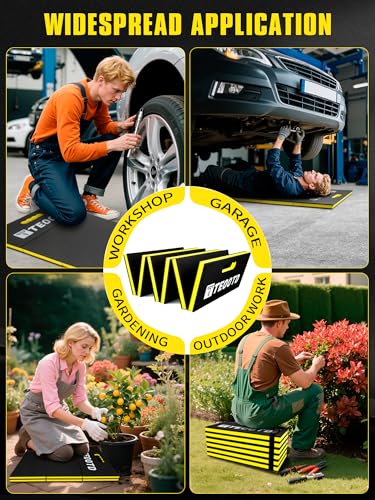 1.2" Extra Thick Foldable Mechanic Kneeling Pad with Handle & Storage Belt, 5 Fold Multi-Use Comfortable EVA Foam Cushion Mat for Workshop,Repairing,Gardening,Yardwork,Camping,Fitness,47.3x17.3x1.2"
