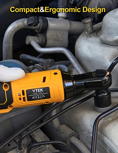 VTEK 3/8" Cordless Ratchet Wrench 16.8V Electric Power Ratchet Wrench,40 Ft-lbs 400 RPM