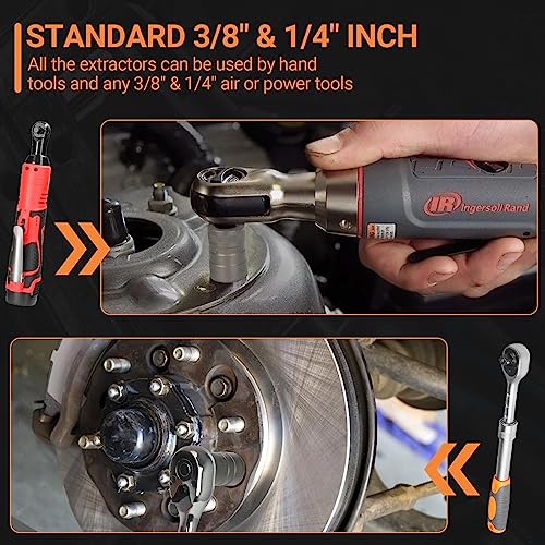 Upgrade Bolt Extractor Set, 32PCS Impact Bolt & Nut Remover Set, Stripped Lug Nut Remover, Extraction Socket Set for Removing Damaged, Frozen, Rusted, Rounded-Off Bolts, Nuts & Screws - size: 32 Pieces