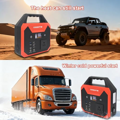 Heavy Duty 12000A Jump Starter for Trucks, Motorhomes All Gasoline and up to 15L Diesel Engines；200W Power Station Built-in AC Inverter for Fan, Laptop, Mobile Phone, Led Lighting for Party,Camping