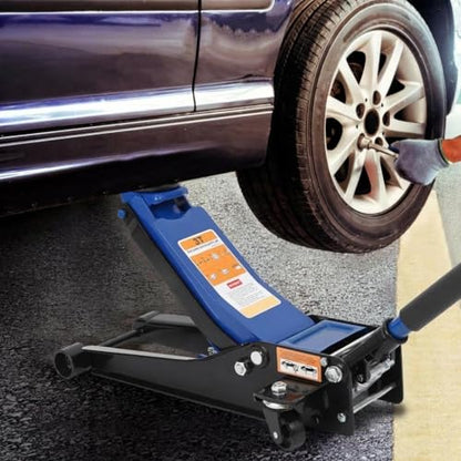 Garvee 3 Ton Low Profile Floor Jack, Hydraulic Car Jack with Dual Pump Quick Lift Technology, 3" to 19.5" Wide Lifting Range, 6600Lbs Heavy Duty Carbon Steel Floor Jack for Car, SUV, Truck, Blue