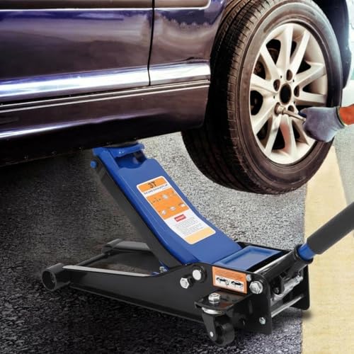 Garvee 3 Ton Low Profile Floor Jack, Hydraulic Car Jack with Dual Pump Quick Lift Technology, 3" to 19.5" Wide Lifting Range, 6600Lbs Heavy Duty Carbon Steel Floor Jack for Car, SUV, Truck, Blue