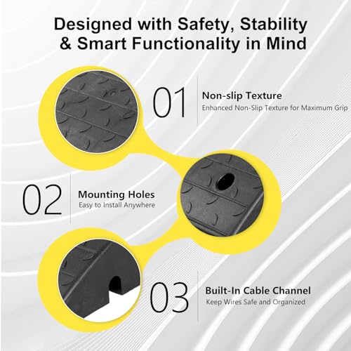 Vlinow Rubber Curb Ramp, 4/5/6/7" Rise Height 2 Pack, Heavy-Duty 33069 lbs Capacity Threshold Ramps, Auto Curb Ramps, Vehicle Ramps, Driveway Curb Ramps for Cars, Wheelchairs, Bikes, Motorcycles - size: 5 inch (2 Pack)