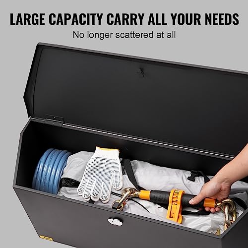 VEVOR Trailer Tongue Box, Heavy Duty Trailer Tongue Tool Box Storage Organizer with Lock & Keys, Utility Tool Chest for Pickup Truck Bed, RV, SUV, Off-Road Vehicle, Steel, 36" x 12" x 12" - size: 36" Black, style: Steel