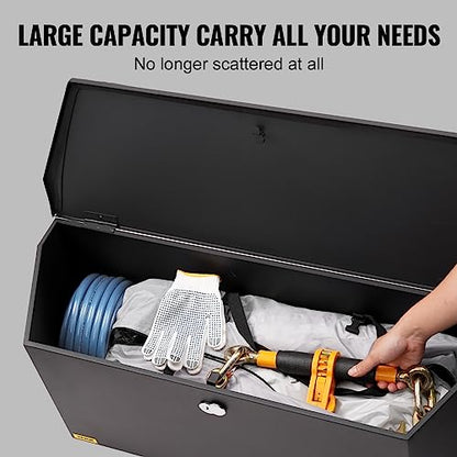 VEVOR Trailer Tongue Box, Heavy Duty Trailer Tongue Tool Box Storage Organizer with Lock & Keys, Utility Tool Chest for Pickup Truck Bed, RV, SUV, Off-Road Vehicle, Steel, 36" x 12" x 12" - size: 36" Black, style: Steel