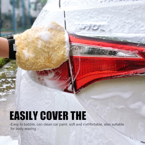 QMX™3-Pack Ultra-Soft Microfiber Car Wash Mitts Scratch-Free Double-Sided Wash & Wax Mitt for Safe Detailing and Paint Care - color: Car Wash Gloves 3p