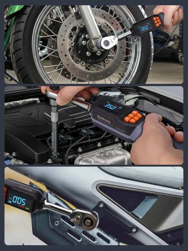 Goseek Digital Torque Wrench 3/8'' Drive, 5-99.6 Ft-lbs/6.8-135Nm, 90 Tooth Torque Wrench with Buzzer & LED Indicator, Electronic Torque Wrench Set for Bike Motorcycle Car Tire Auto Repair