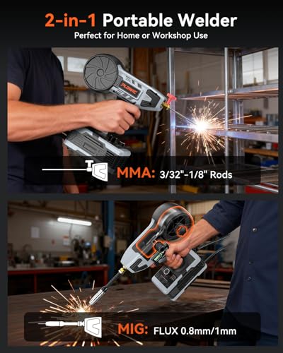 2 in 1 MIG and Stick Welder: 250A Handheld Portable Welding Machine, 110V Gasless Flux Core Wire Feed Welder & MMA ARC Welder Gun, 3.97lb w/LCD Display, for .032"/.040" Wire and 3/32"-1/8" Rod - style: MMA+MIG