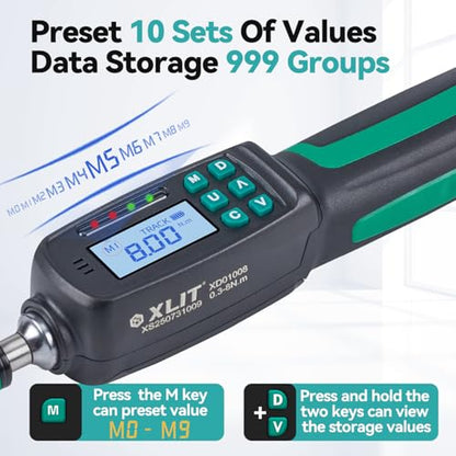 38-Piece Digital Torque Screwdriver Set (0.3-8 Nm) - 1/4" Quick-Release Hex Head, Buzzer/LED Overload Alerts - Screwdriver Kit for Bicycle Mechanic & Home Repair