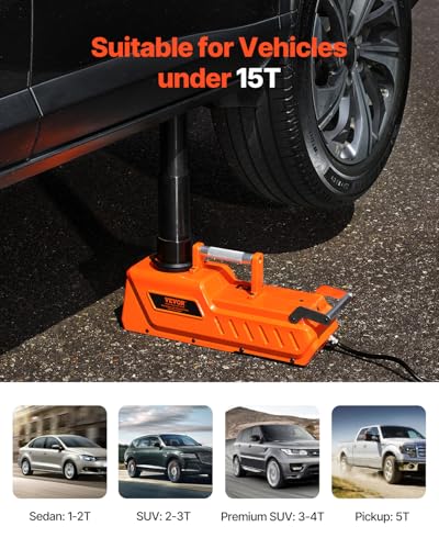 VEVOR Electric Car Jack, 15 Ton Hydraulic Jack Lift, Hydraulic Lifting Range 7.9-20.5 inch Portable Jack kit for Sedan, SUV, Truck