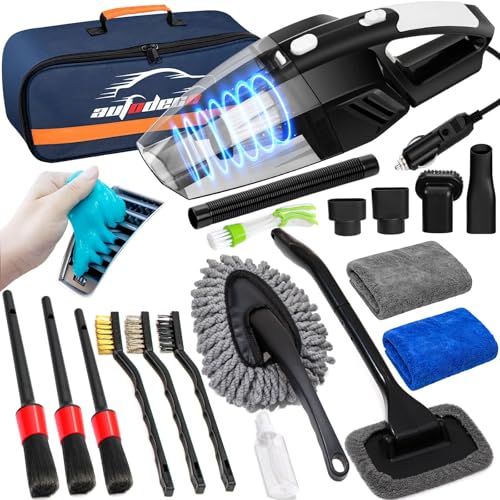 20Pcs Car Cleaning Wash Kit Interior Detailing Cleaner Kit with High Power Handheld Vacuum, Brush Set, Windshield Tool, Duster, Towels, Complete Car Care Tools, Blue - color: Blue, size: 20Pcs