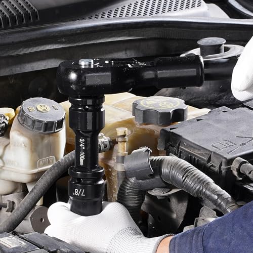 VEVOR Impact Socket Set, 3/4 Inches Socket Assortment, Drive Socket Set Impact Standard SAE (7/8 Inches to 2 Inches) & Metric Sizes (22 mm-50 mm), 27 Piece Standard Impact Sockets - style: 3/4" 27PCS