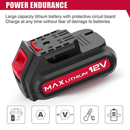 Eastvolt 12V Cordless Electric Ratchet Wrench Set, 3/8 Inch 35 Ft-lbs Power Wrench Tool Kit with Fast Charger, 2.0Ah Lithium-Ion Battery, 7-Pieces 3/8 Inch Metric Sockets and 1/4" Adaptor, Black + Red