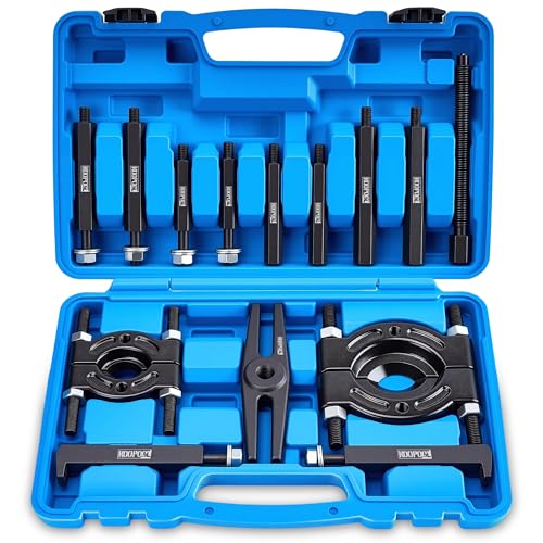 KOOPOOL Bearing Puller and Splitter Kit, Separator and Puller Set, Pinion Bearing Puller and Wheel Removal Tool, 5 Ton Capacity Bearing Separator with 2’’ and 3’’ Bearing Separator Jaws, 14Pcs (Blue) - color: BLUE