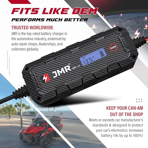 JMR 12V Battery Charger for Can-am, 12V Cig. Port, Add Lithium Mode | Trickle Charger Conditioner Maintainer For SPYDER MAVERICK DEFENDER COMMANDER RYKER OUTLANDER RENEGADE All Models - size: Add Lithium Mode