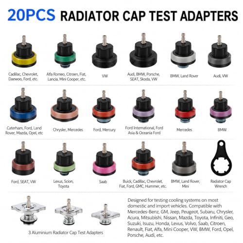 28PCS Coolant Pressure Tester & Vacuum Refill Kit, Radiator Pump Pressure Tester Kit for Automotive Cooling System Water Tank Leakage Detection, Fits Most Vehicles, Cars, SUVs, and Trucks
