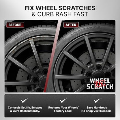 Wheel Scratch Fix® Dark Grey Magic Car Scratch Remover Pen - Alloy Wheel Touch Up Paint Pen for Cars, Curb Rash Removal with Fast-Drying & Long-Lasting OEM Finish, Vehicles Rim Repair Paint for Chip (Satin Dark Gray (Pen Only)) - color: Gray - Dark/Satin