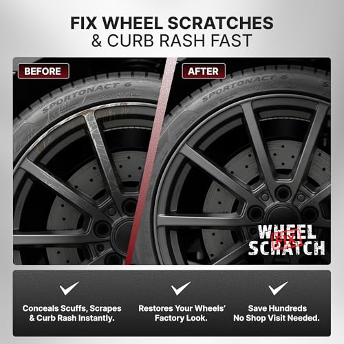 Wheel Scratch Fix® Dark Grey Magic Car Scratch Remover Pen - Alloy Wheel Touch Up Paint Pen for Cars, Curb Rash Removal with Fast-Drying & Long-Lasting OEM Finish, Vehicles Rim Repair Paint for Chip (Satin Dark Gray (Pen Only)) - color: Gray - Dark/Satin