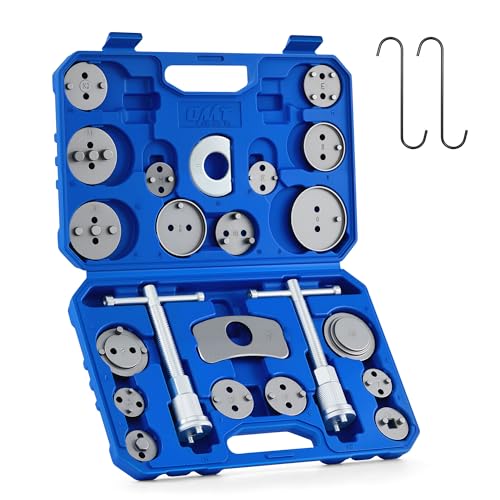 Orion Motor Tech 24pc Brake Caliper Compression Tool Set, Heavy Duty Brake Piston Compressor Tool and Wind Back Tool Kit for Brake Pad Replacement, Universal Disc Brake Caliper Tool Set with Blue Case - color: Blue