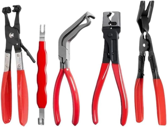 5PCS Electrical Disconnect Pliers Electrical Connector Removal Tool – Automotive Hose Clamp Tool Set for DIY Car Owners, Safe Electrical Connector Removal, Tight Engine Bay Repair & Maintenance