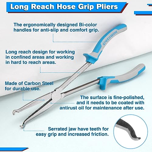 SPEEDWOX Long Reach Ring Nose Pliers - 11 Inch Spark Plug Removal Tool for Hose and Wire Separation - style: 283mm