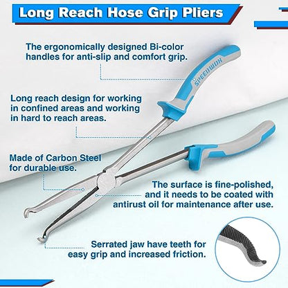 SPEEDWOX Long Reach Ring Nose Pliers - 11 Inch Spark Plug Removal Tool for Hose and Wire Separation - style: 283mm