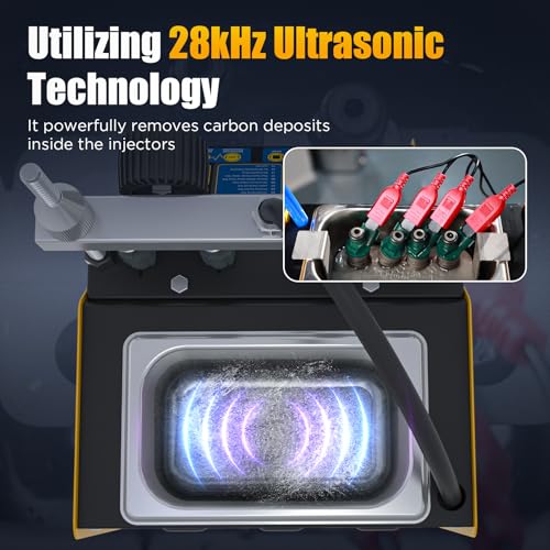 AUTOOL Fuel Injector Cleaner Tester Machine, Ultrasonic Fuel Injection Cleaner 4 Cylinder for Gasoline Injectors, Digital Display, 3 Cleaning Functions 10 Test Modes