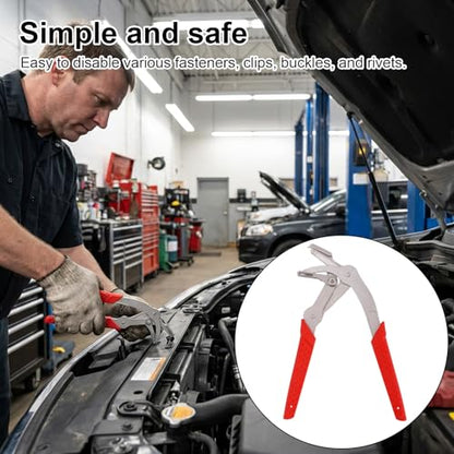 Car Clip Pliers, Professional Stainless Steel Panel Clip Removal Tool Spring-Loaded Fastener & Rivet Remover for Auto Door Panels Interior & Exterior Trim Damage-Free Disassembly Tool