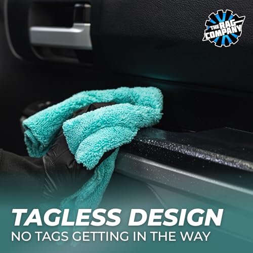 The Rag Company - The Creature Edgeless Microfiber Detailing Towels – 420GSM Professional Grade All-Purpose Cloths for Wax, Polish, & Sealant Removal, Teal, 16in x 16in (10-Pack) - color: Teal