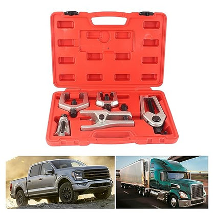 5pcs Front End Suspension Ball Joint Tie Rod Separator Puller Set, Heavy - Duty Carbon Steel Repair Tool Kit with Blow Molded Case for Auto Mechanics and DIY Car Repair