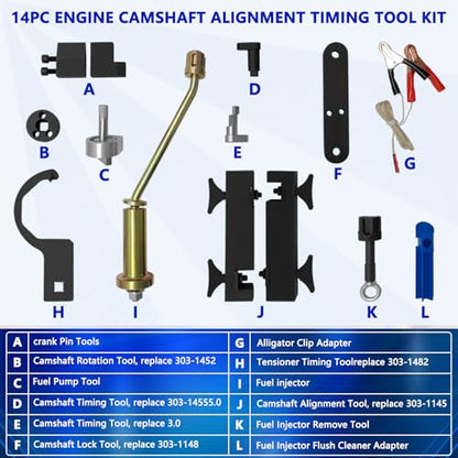 ZKTOOL 14PC Engine Camshaft Alignment Timing Tool Kit Fit for Land Rover Range Rover Sport Jaguar Discovry 4 V8 5.0 L V6 3.0L Cylinder Gasoline Engine. Tool with Fuel Pump and Two Injector.